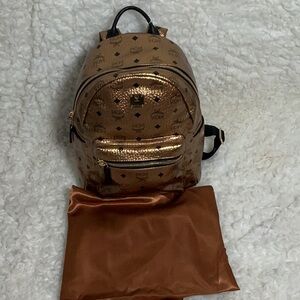 MCM Metallic Gold Backpack for Men